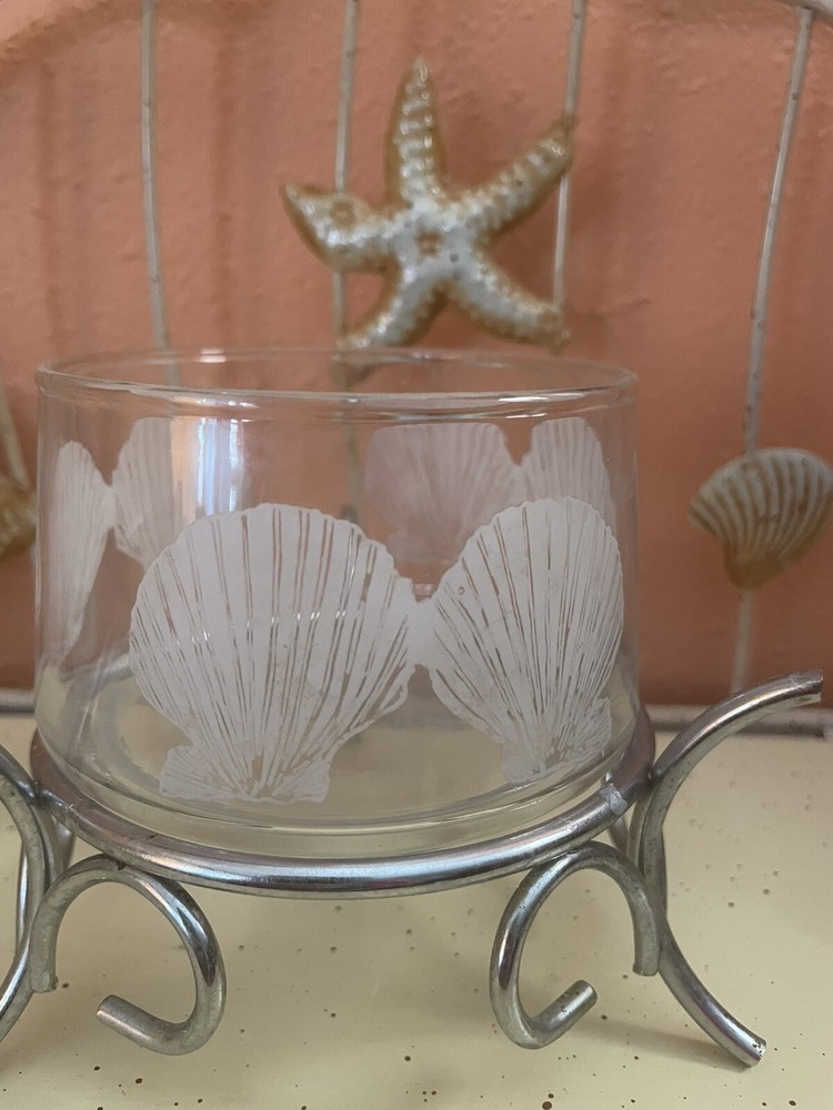 Seashell Clear Ceramic Candy Dish Jar Tropical No Lid