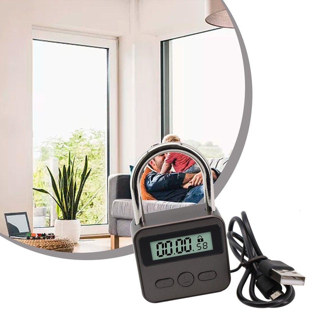 Multifunction Timer Padlock LCD Display Time Lock For Travel Waterproof