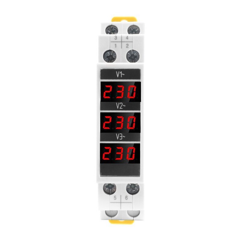 Modular LED Digital Three-Phase Voltmeter for Din Rail Voltage Meter7519