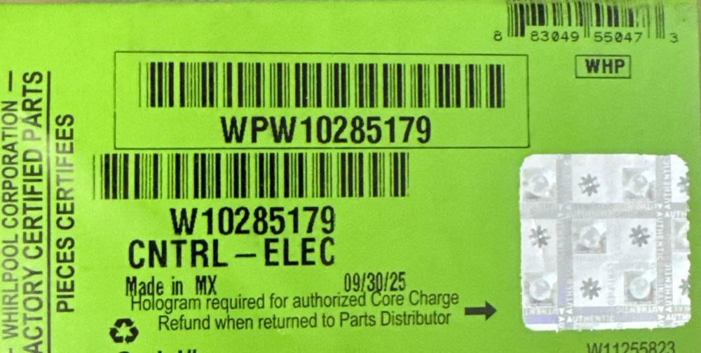 W10285179 Main Control Board for Whirlpool Dishwasher (C)