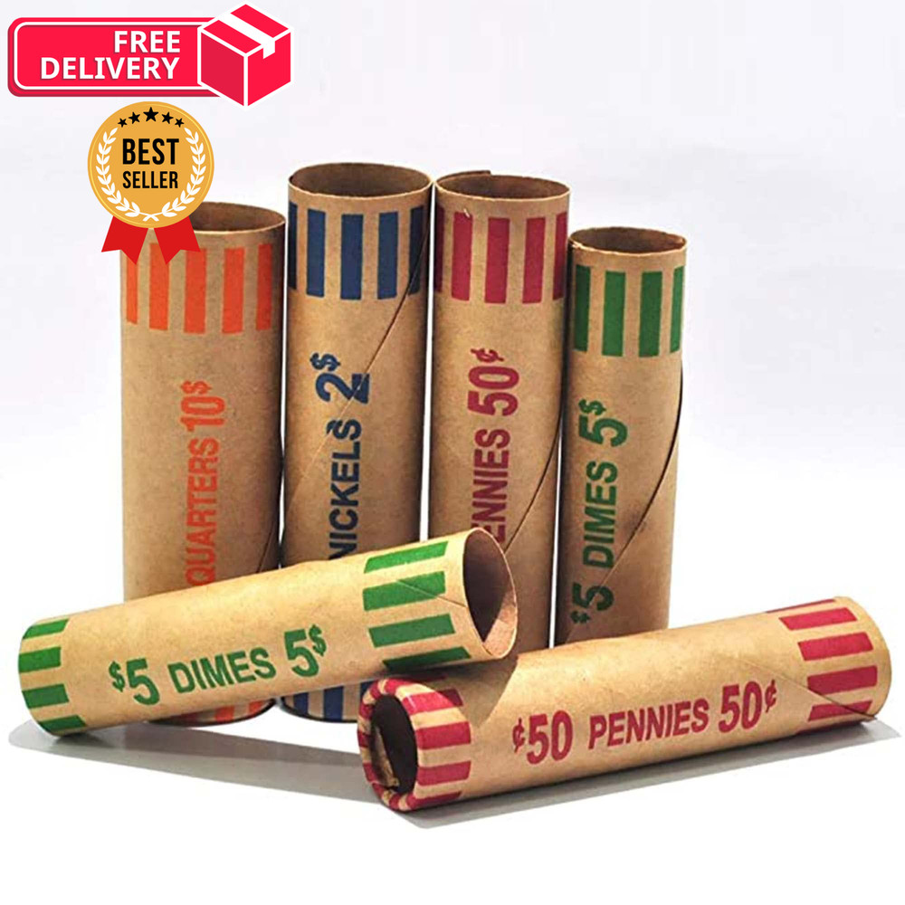L LIKED Preformed Coin Wrappers Rolls (128 Assorted) - 128 Assorted, Assorted