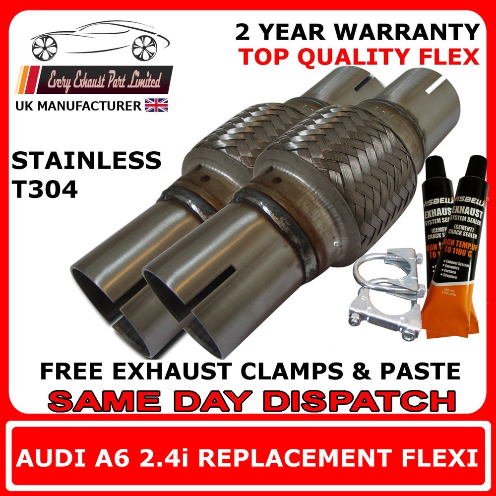 Audi A6 2.4i 1997-2001 Exhaust Replacement Flex Flexi For front Pipe, Pair