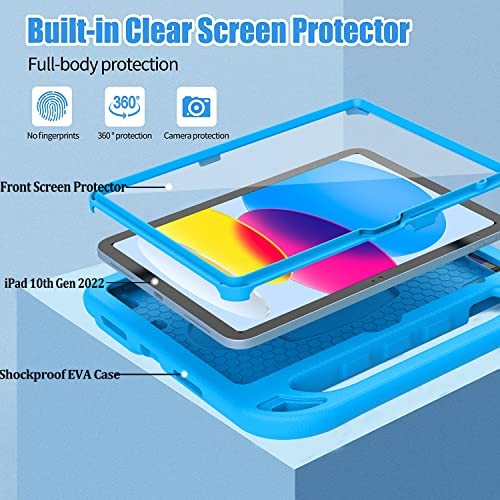 Case for iPad 11th/10th Gen with Shockproof Handle & Screen Protector