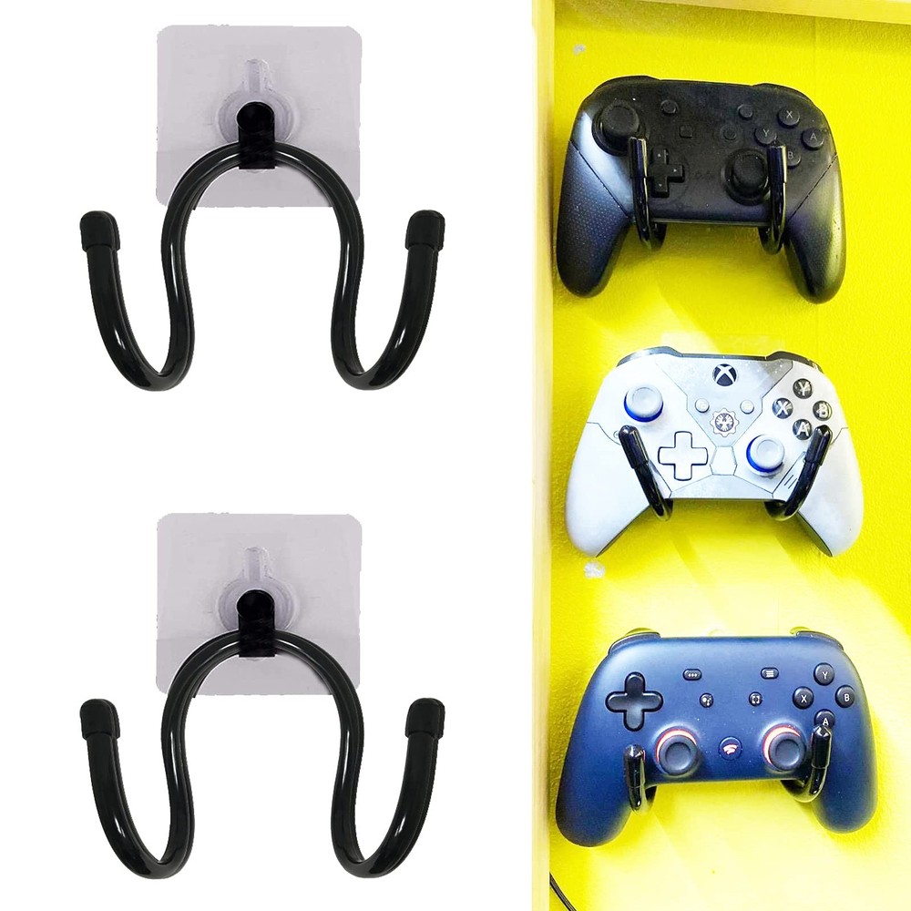 Universal Adhesive Game Controller Organizer Wall Mount and Clip for Black