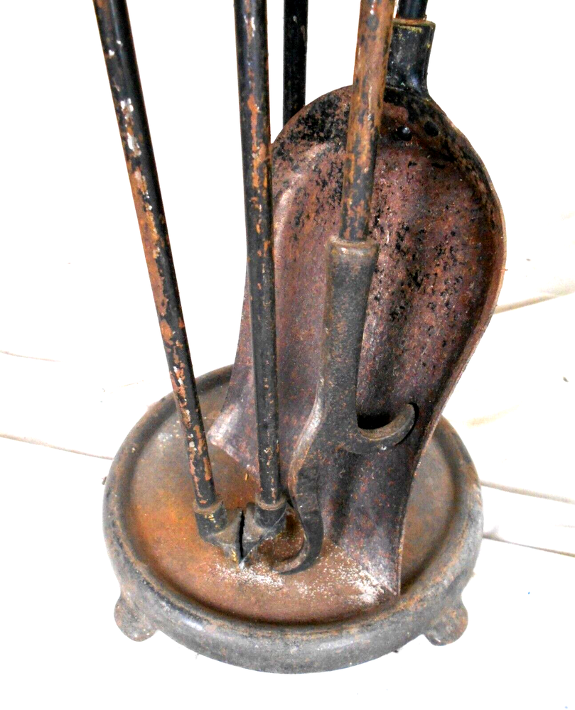 VINTAGE FIREPLACE TOOL SET AND HOLDER