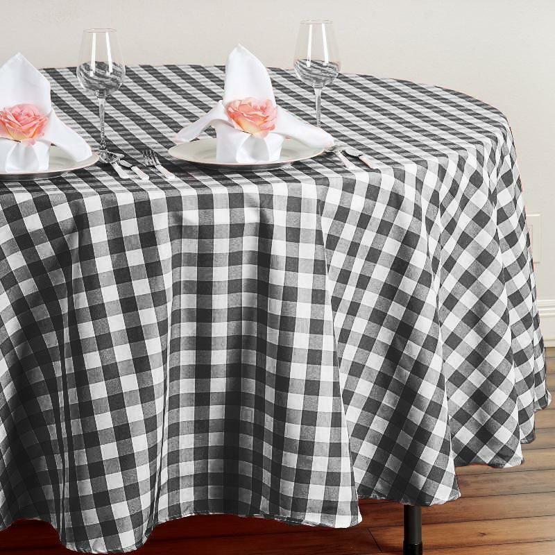 108-Inch ROUND Checked Gingham Polyester Tablecloth Dinner Wedding Linens Party