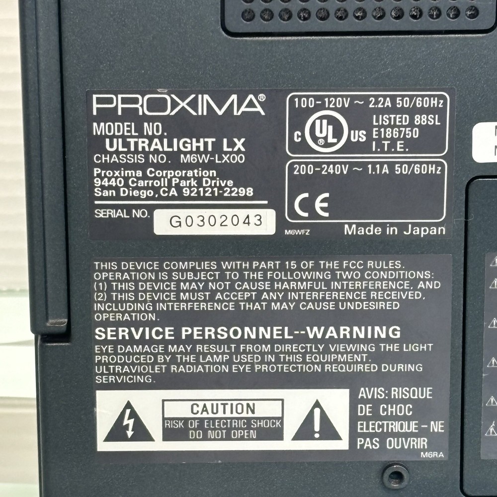 Proxima Ultralight LX Projector Tested Works