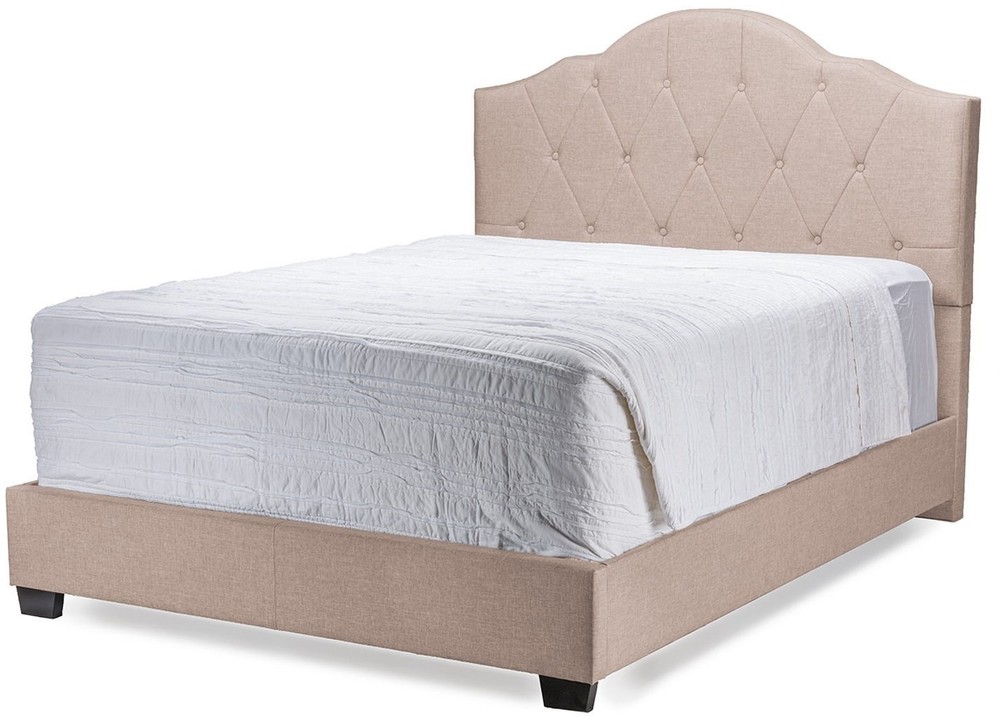 Traditional Tufted Bed Frame Brown Fabric Upholstered Button King Size Bedroom