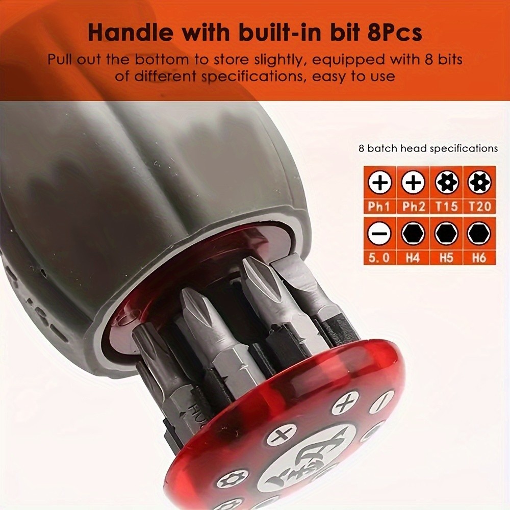 Multi-Angle Ratchet Screwdriver Set - 8 Bits, Adjustable for Tight Spaces