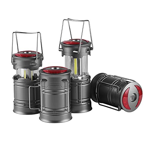 4 Pack LED Camping Lanterns, Battery Powered Lantern Flashlight COB Camp