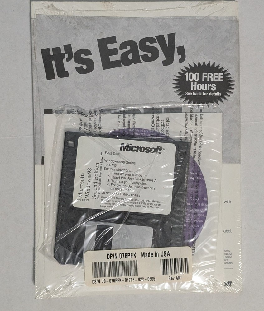 Microsoft Windows 98 Second Edition Manual, Floppy Disk & CD for Dell PC