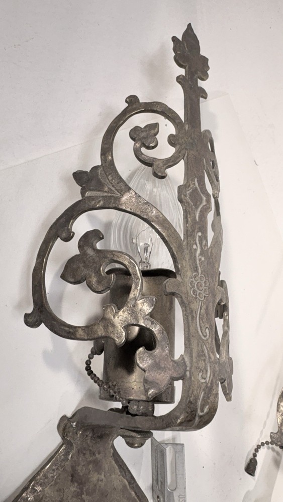 Rare Pair Antique Brass Sconces Rewired Mounting Hardware