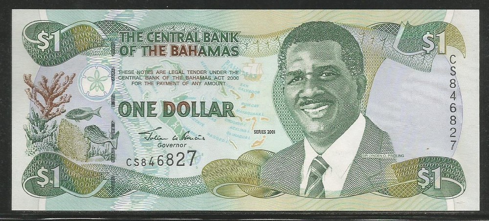 Bahamas P-69 1 Dollar 2001 Unc