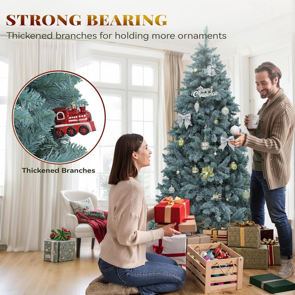 Prelit Blue Spruce Christmas Tree with Adjustable Lighting System, 6 FT