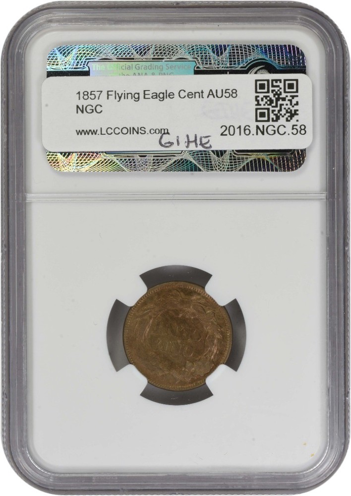 1857 Flying Eagle Cent AU58 NGC