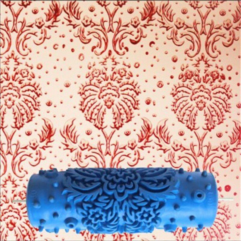 5inch Embossed Paint Roller Wall Texture Stencil Brush Floral Pattern Decoration