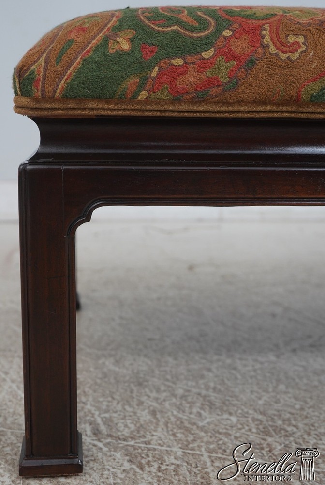 L68530: Crewlwork Upholstered Chippendale Ottoman Bench