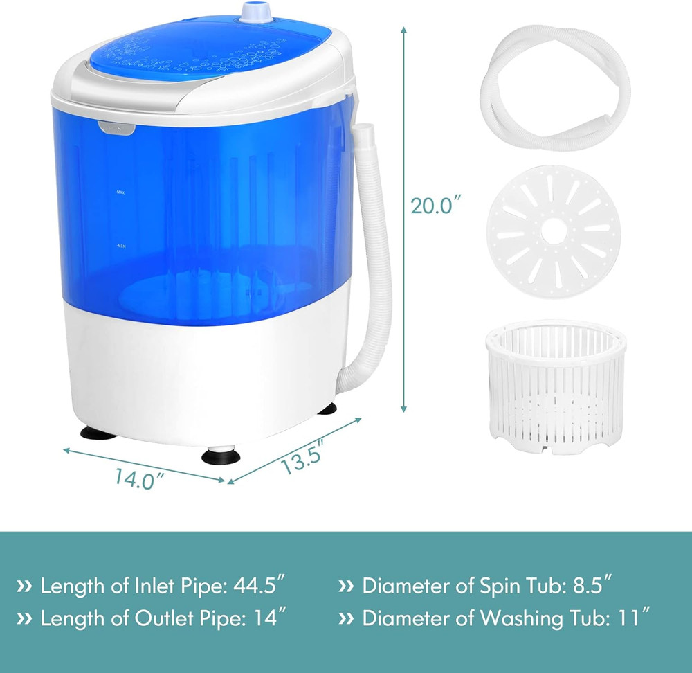 Compact Mini Washer & Spinner, 5.5lbs Semi-Automatic Portable Laundry Machine