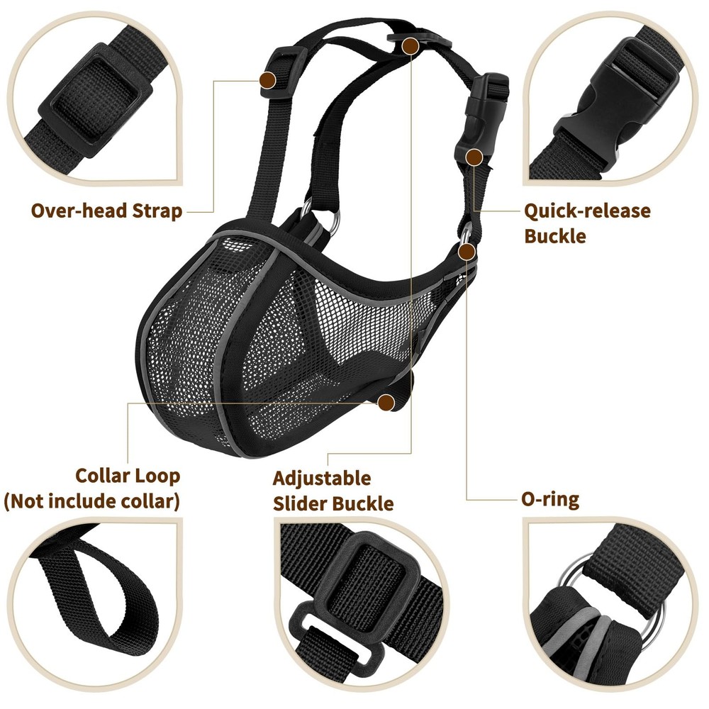 Soft Mesh Dog Muzzle for Medium Large Dogs - Prevent Biting, Chewing, Training