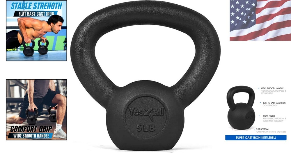 Cast Iron Kettlebell 5-80 Lbs - Durable for Full Body Strength Training