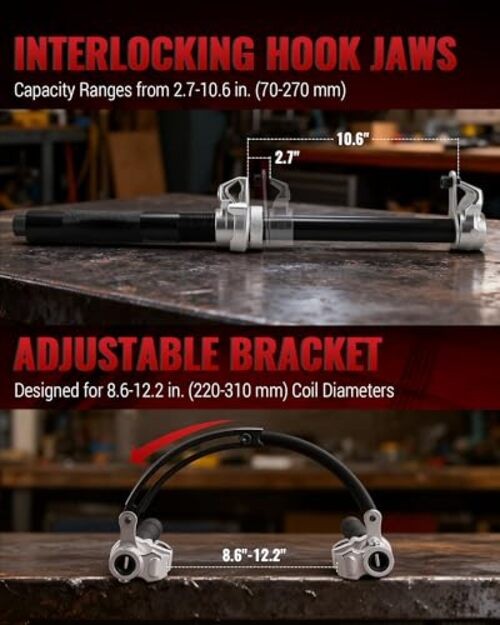 Spring Compressor Tool, Coil Spring Compressor Tool and 10.6" Max Safe Opening