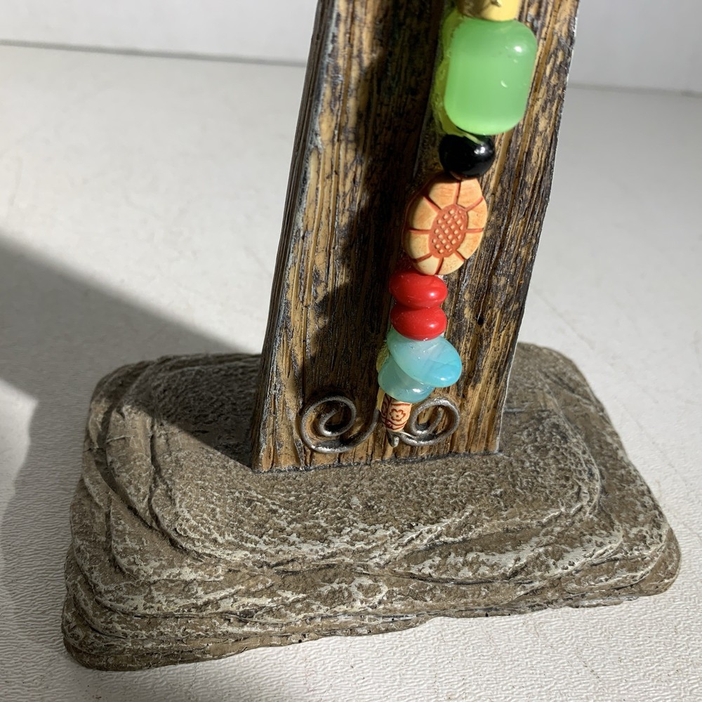 Small Boho Rustic Primitive Style Resin & Beads Standing Decorative Ornate Cross