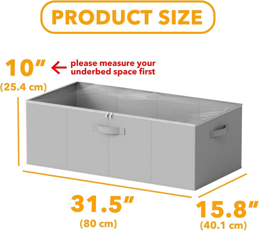3 Pack 10" High Under Bed Storage Containers Large Underbed Storage Organizer