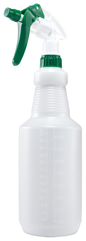 Spray Bottle, 28oz, Plastic, Green (10 Each)