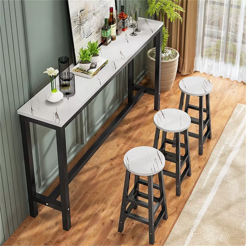 Heavy Duty Marble Bar Table Antirust Dining Console Table for Coffee Workstation