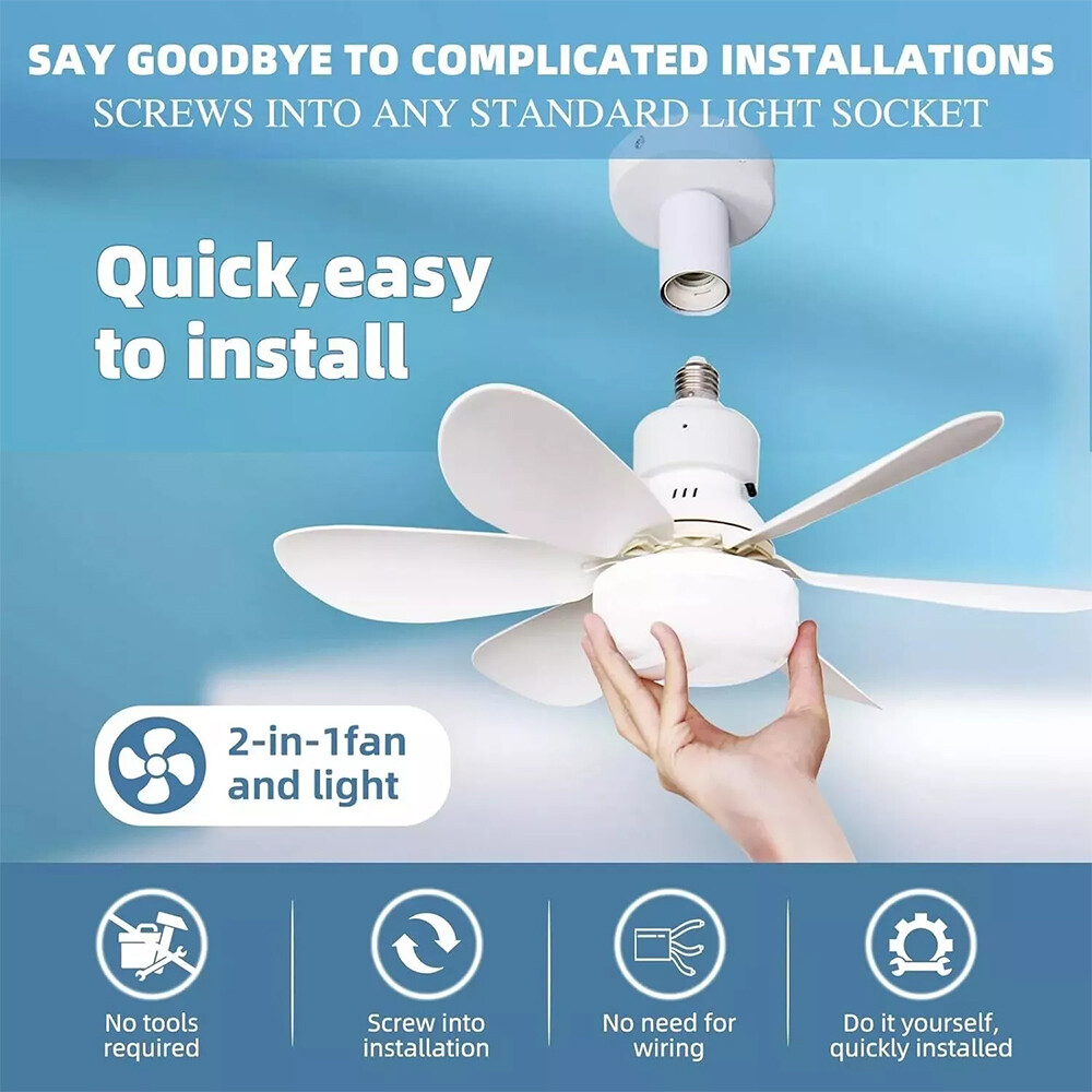 Socket Ceiling Fans with Lights and Remote- Socket Fan light with Dimmable Led