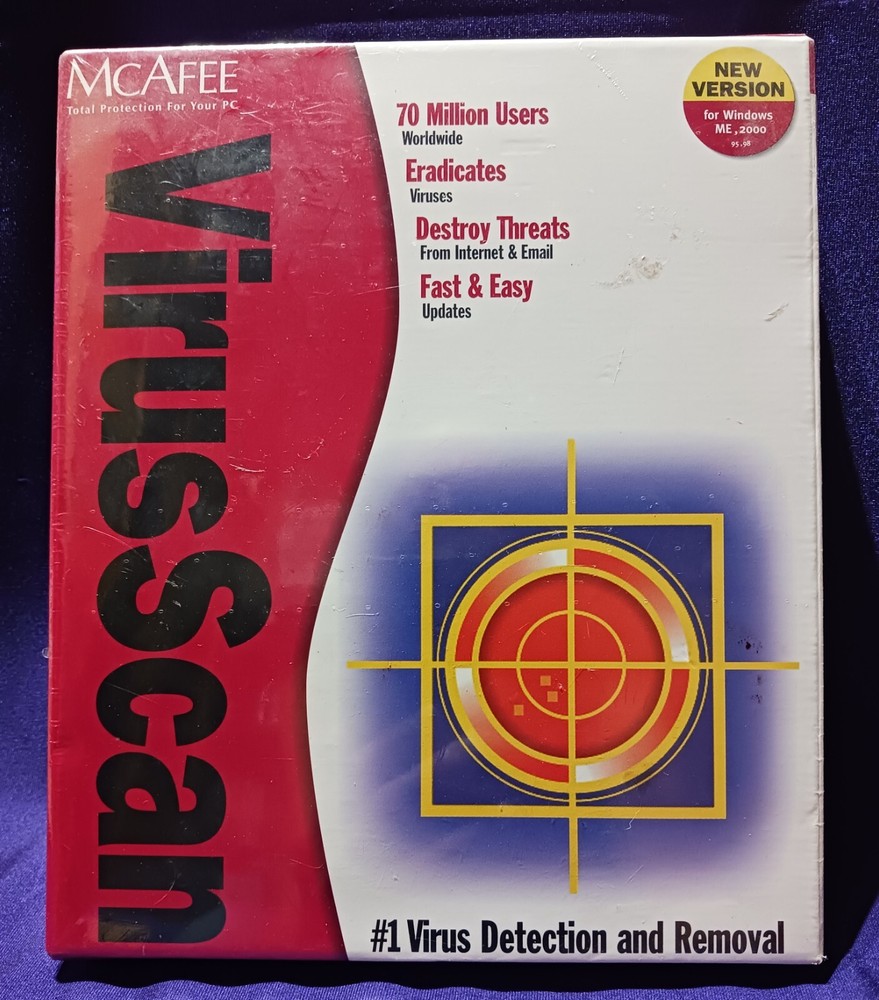 McAfee Virus Scan Software SEALED IN BOX for Win ME, 2000, 98, 95, NT