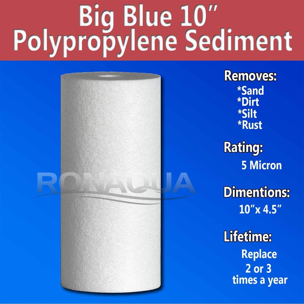 10" Big Blue Whole House System with 4.5x10” Polypropylene Sediment