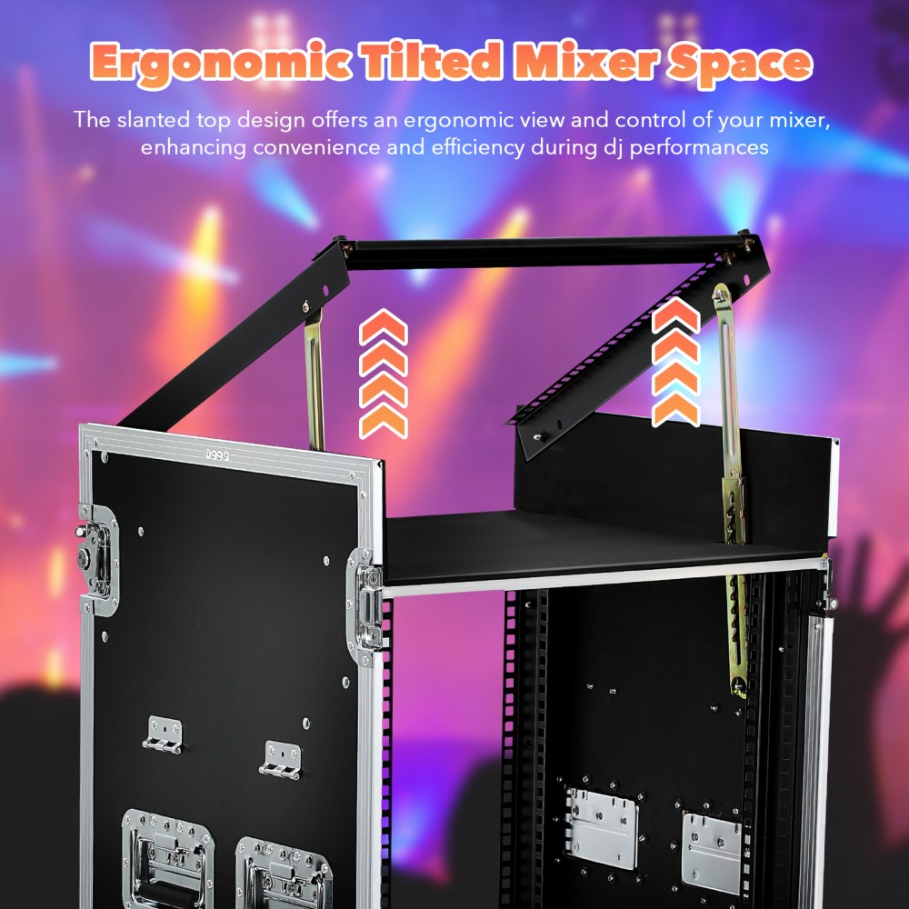 16U DJ Road Case Flight Case Tilted Mixer Stand & Work Table,Studio Rack Cabinet
