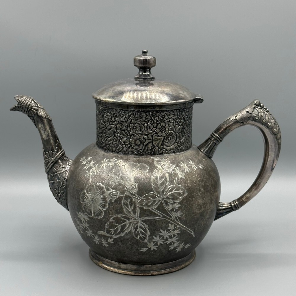 E.G. Webster & Son Floral Silver Plated Teapot