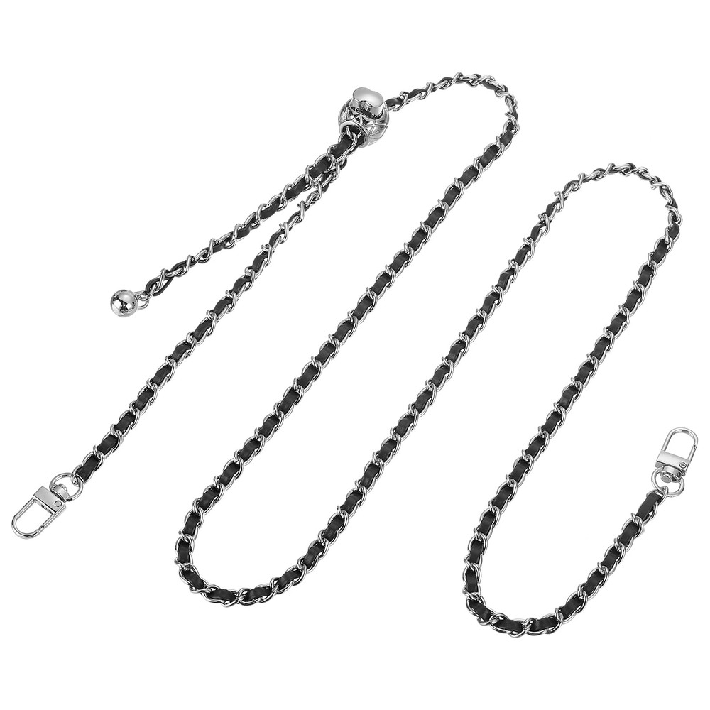 Purse Chain Strap, 53 Inch Adjustable Chains Strap Black/Silver