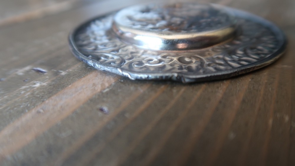 Antique Silver Repousse Drinking Poker Ashtray 3"