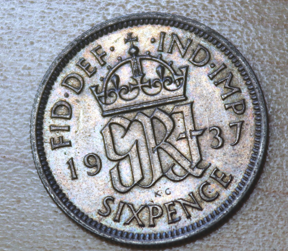 1937 Great Britain 6 Pence Silver