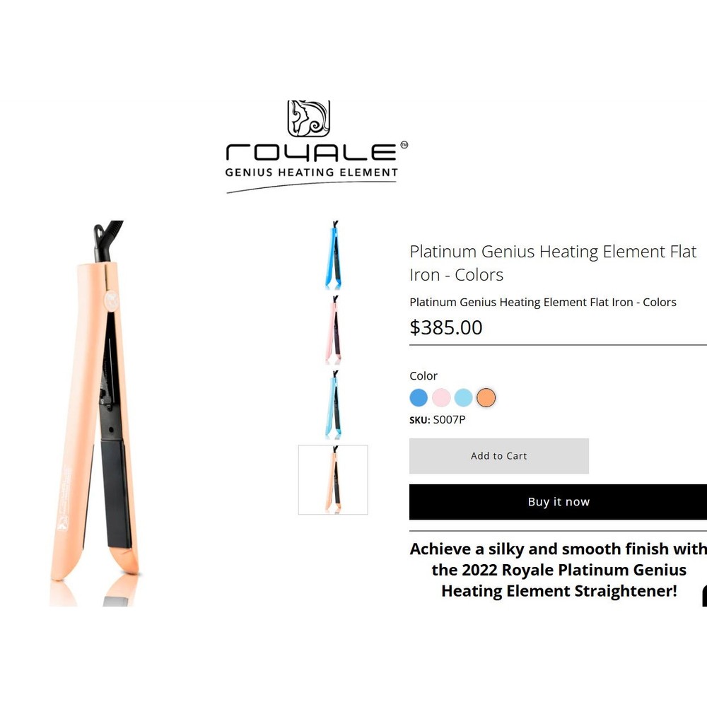 Royale Genius Heating Element Flat Iron 1.25” Ceramic Plates SEALED