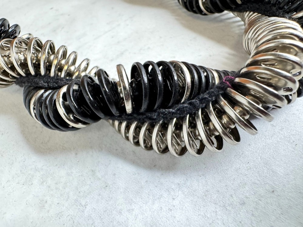 Vintage Silver & Black Metal Snap Twisted Statement Necklace