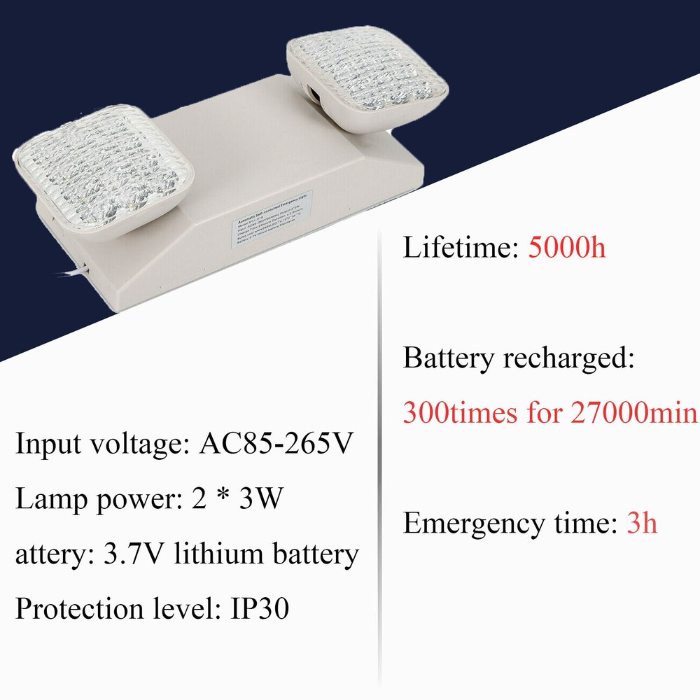 LED Emergency Exit Light with Backup Battery & Adjustable Dual Heads