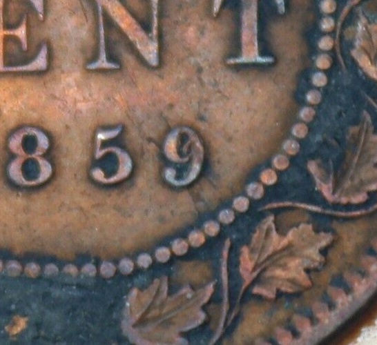 1859 Canada 1 Cent Double 9? Lamination Error?