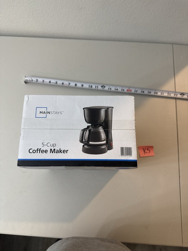 Mainstays 5 Cup Black Coffee Maker with Removable Filter Basket New