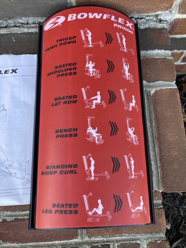 Bowflex PR1000 Placard Assembly Exercise Chart Replacement Part & Manual