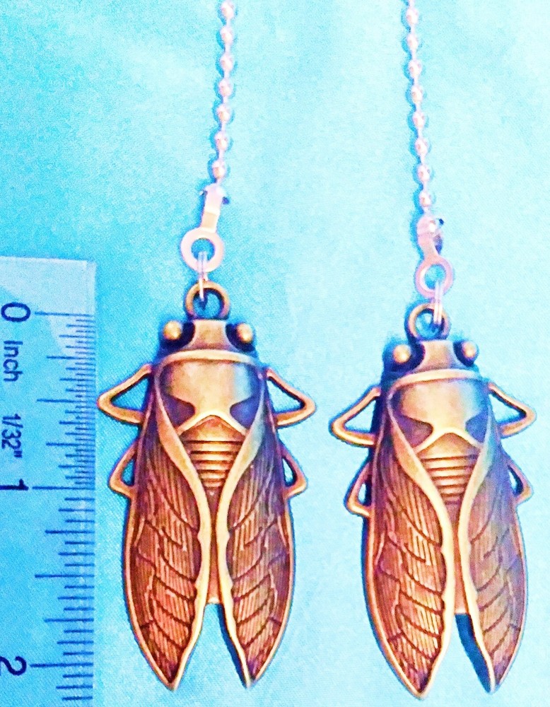 Set of Two ~ CHICADA BRONZE Bug Insect Metal ~ Ceiling Fan Pulls
