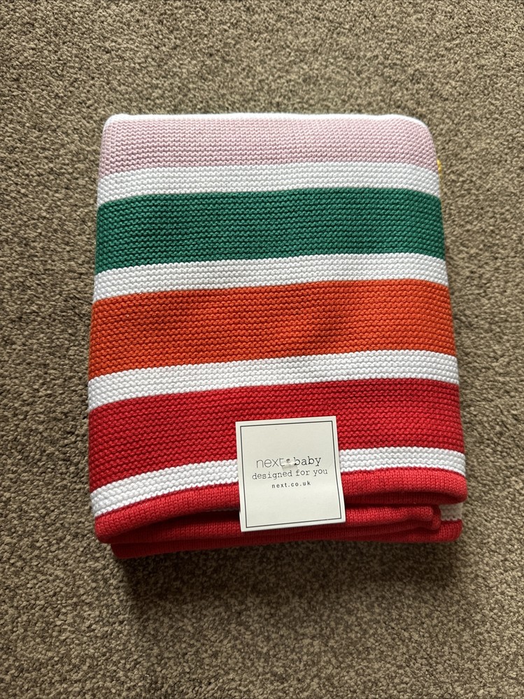 Next Rainbow Stripe Knitted Baby Blanket