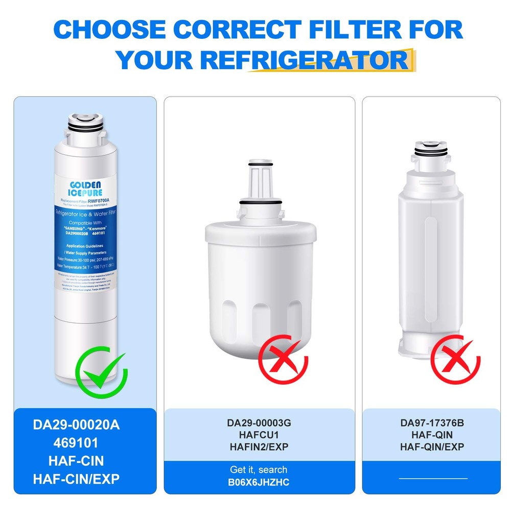 RWF0700A Refrigerator Water Filter Replacement for Samsung DA29-00020B, 4PACK
