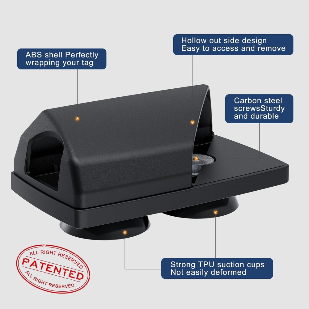 Black EZ Pass Holder with Super Strong Suction Cups for Windshield 1 Pack
