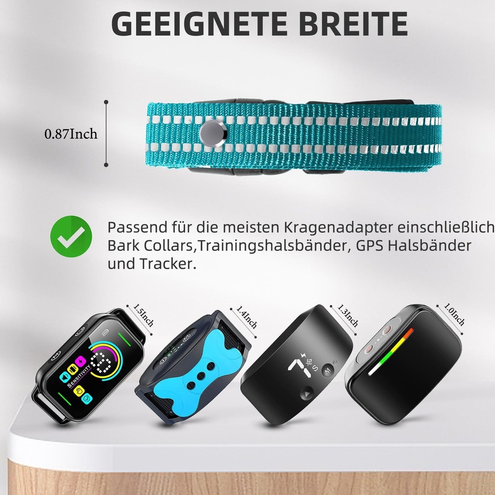 Collar Replacement Strap, Reflective Nylon Strap Dog Green