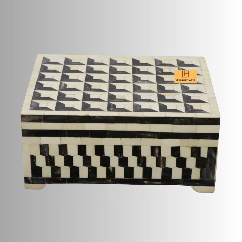 Bone Inlay Decorative Box Black And White Box
