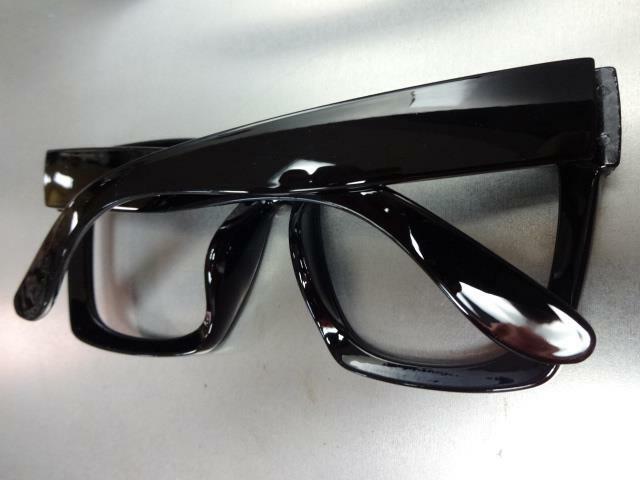 Oversized Exaggerated Thick Square Black Lensless Eye Glasses Frame Only NO Lens